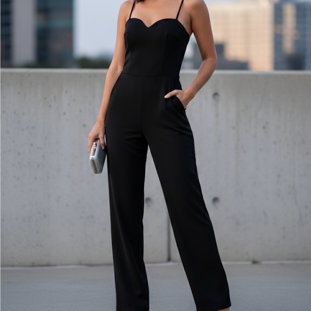 Susana Monaco Black spaghetti Strap Jumpsuit